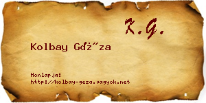 Kolbay Géza névjegykártya